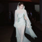 Light Green A Line Spaghetti Strap Satin Chiffon Prom Dress Evening Dress SH4726
