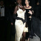 Cute Sheath Straps Black Lace Yellow Satin Prom Dress Evening Dress with Slit SH2630