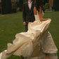 Classic Ball Gown Spaghetti Strap Pleated Simple Satin Wedding Dress SH4748