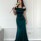 Pretty Brown Mermaid Off the Shoulder Satin Prom Dress Evening Dress Date Dress SH3981