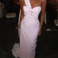 Light Pink Sheath One Shoulder Pleated Beaded Chiffon Prom Dress Wedding Guest Dress SH4699