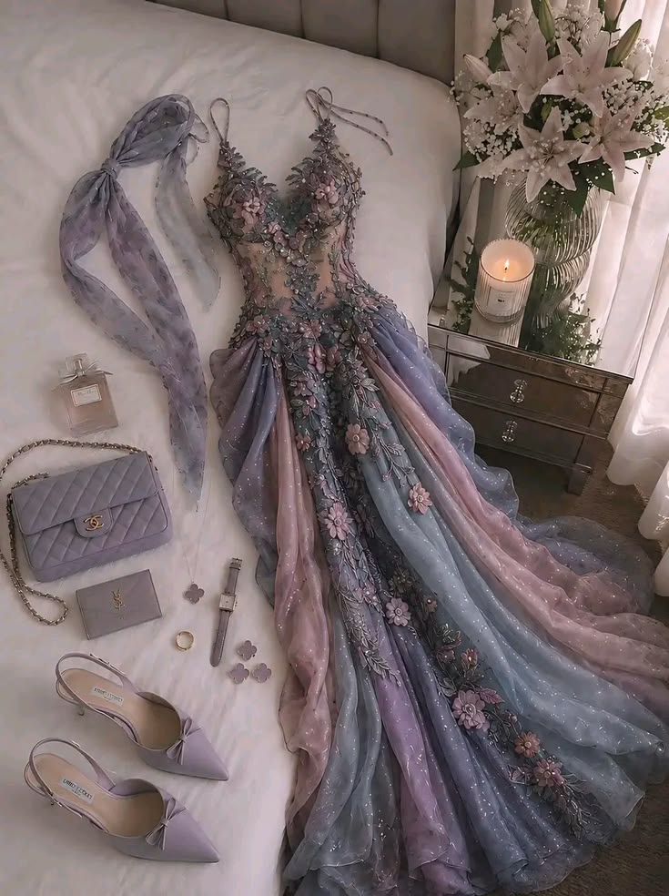 Colorful A Line Spaghetti Straps Sequin Appliques Chiffon Prom Dress Evening Dress SH6453