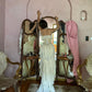 Unique Sheath Strapless Tiered Chiffon Satin Long Prom Dress Evening Dress SH2373