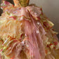 Romantic Yellow Colorful Flower Sweetheart Neck Ball Gown Layered Organza Prom Dress Birthday Dress SH3633
