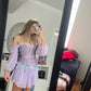 Princess Purple A Line Long Sleeve Satin Layered Chiffon 16th Birthday Dress Homecoming Dress SH3841