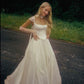Simple Classic White A Line Strap Satin Tulle Long Prom Dress Wedding Dress SH3657