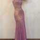 Vintage Sheath Strapless Beaded Chiffon Satin Long Party Dress Evening Dress SH2786
