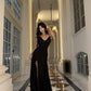Shiny A Line Straps Dark Purple Sequin Prom Dress with Slit SH5518