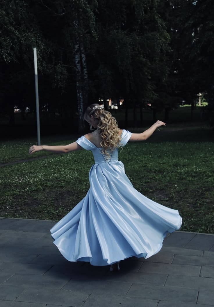 Classic Blue Off the Shoulder Satin Long Prom Dress Evening Dress SH6904