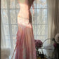 Fairytale Pink Mermaid Spaghetti Strap Beaded Ruffle Chiffon Prom Dress SH2664