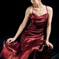 Charming Mermaid Spaghetti Strap Burgundy Satin Prom Dress Evening Dress SH2184