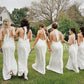 Simple Sheath Halter White Satin Open Back Evening Dress Bridesmaid Dress SH2694