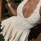 Sweety Ivory A Line Halter Lace Backless Short Homecoming Dress Mini Dress SH8045