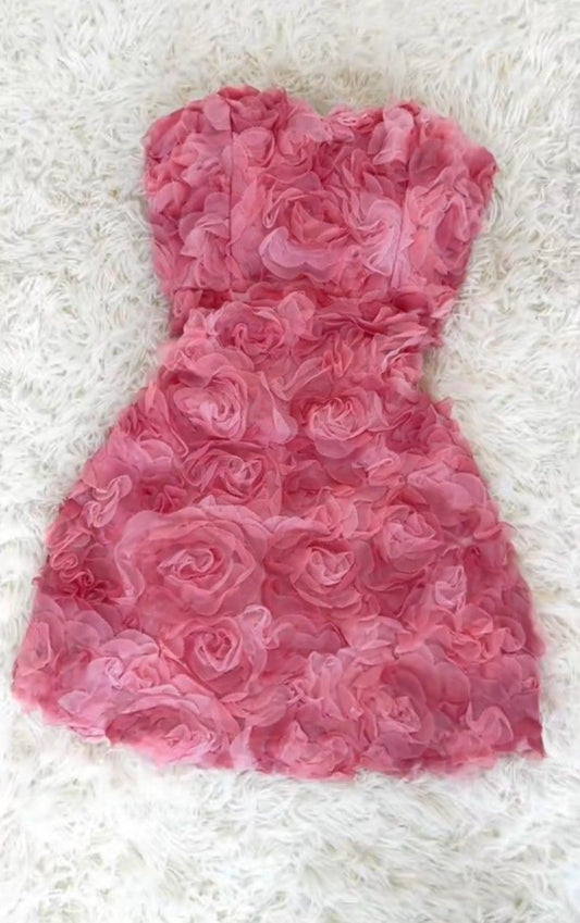 Sweety Pink A Line Strapless Floral Tulle Short Homecoming Dress Outfits SH5801