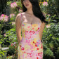 Summer Colorful Sheath Straps Print Floral Satin Short Homecoming Dress Outfits SH5813