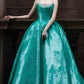 Gorgeous A Line Strapless Green Sequin Long Sweep Party Dress Evening Dress SH2879