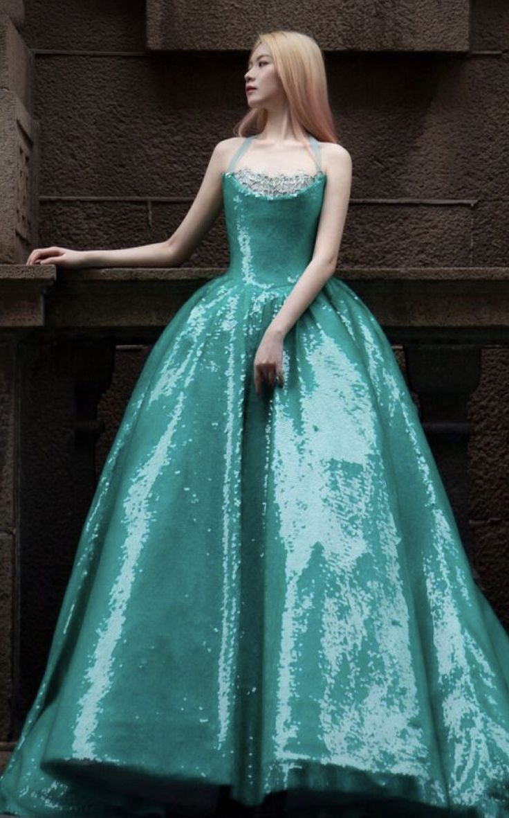 Gorgeous A Line Strapless Green Sequin Long Sweep Party Dress Evening Dress SH2879