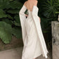 White Simple Clean A Line Halter Long Sleeve Satin Long Prom Dress Evening Dress SH3455