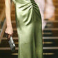Green Elegant Sheath V Neck Satin Long Prom Dress Graduation Prom Dress SH2513