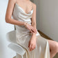 Simple Spaghetti Strap Satin Evening Dress With Slit SH1599