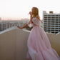 Light Pink Ball Gown Off the Shoulder Lace Organza Date Dress Prom Dress Birthday Dress SH3890