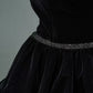 A Line Strapless Tiered Black Velvet Long Prom Dress Evening Dress SH1846