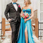 Stunning Royal Blue A Line Satin Prom Dress Evening Dress with Slit SH6211