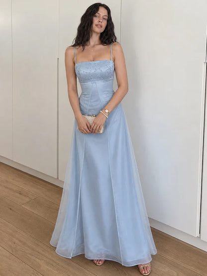 Elegant Pale Blue Square A-line Prom Dress, Evening Dress SH8267