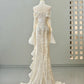 Elegant Sheath Long Sleeve Ivory Chiffon Ruffle Sequin Prom Dress Graduation Prom Dress SH2582