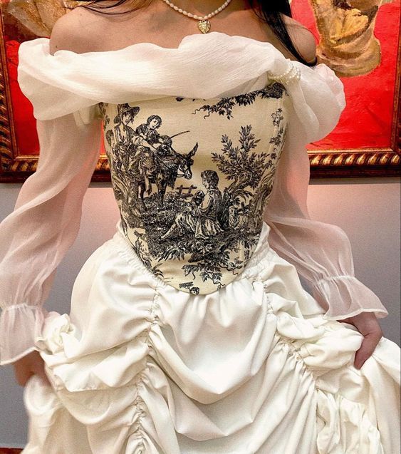 Vintage A Line Long Sleeve Print Satin Long Prom Dress Date Dress SH7432