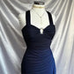 Charming Straps Navy Blue Ombre Long Backless Prom Dress Evening Dress SH1145