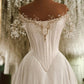 Stunning A Line Off the Shoulder Rhinestone White Satin Chiffon Prom Dress 18th Birthday Dress SH4474
