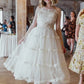 Sweety A Line Strapless Layered Apricot Tulle Prom Dress Wedding Dress SH8499