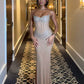 Sexy Champagne Mermaid Strapless Rhinestone Satin Prom Dress Evening Dress SH4821