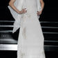 Elegant White Mermaid V Neck Butterfly Embroidery Beaded Chiffon Prom Dress Evening Dress SH3819