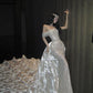 Romantic Exquisite White Mermaid Off the Shoulder Sequin Tulle Long Prom Dress Gown Dress SH3589
