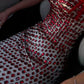 Red Sheath Spaghetti Straps Exquisite Rhinestone Tulle Long Prom Dress Evening Dress SH4627
