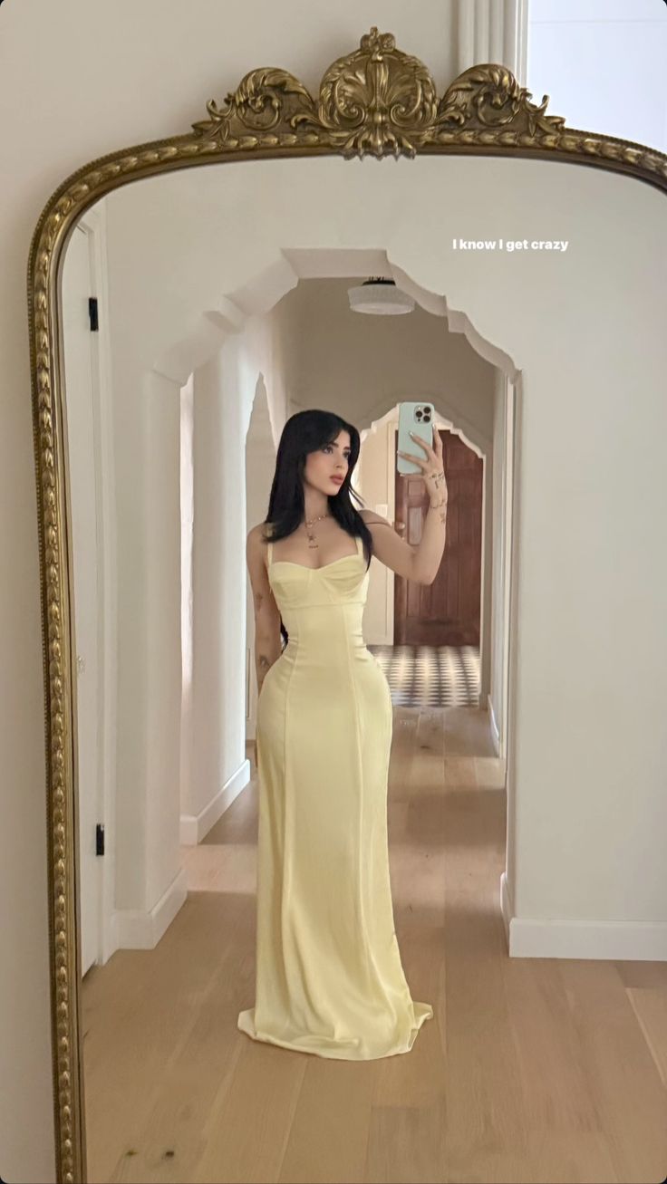 Light Yellow Sheath Spaghetti Strap Satin Prom Dress Evening Dress SH7284