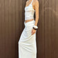 Sexy White Sheath Halter 3D Floral Tulle Satin Prom Dress Evening Dress SH5754