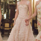 Pink Ball Gown Straps Beaded Layered Tulle Long Evening Dress Prom Dress SH3939