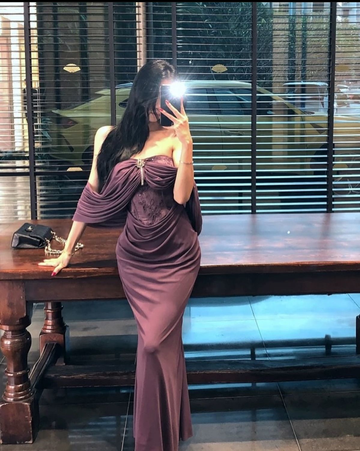 Elegant Purple Sheath Off the Shoulder Lace Satin Long Prom Dress Evening Dress SH8119