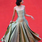 Gentle Mermaid Strapless Sage Green Pleated Satin Long Party Dress Evening Dress SH2840