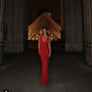 Sexy Red Sheath V Neck Beaded Tulle Long Prom Dress Party Dress SH4602