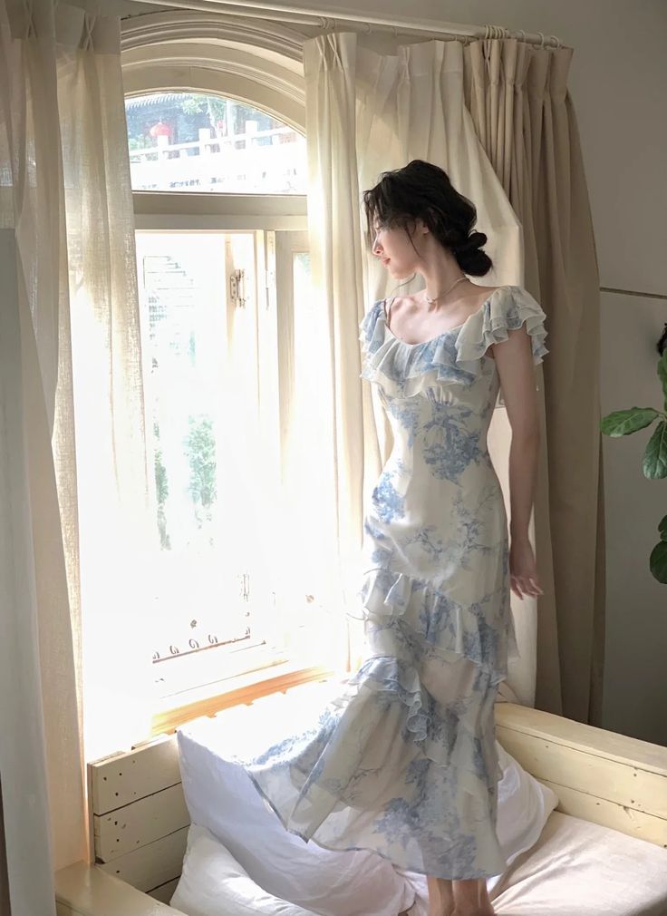 Gentle Apricot Mermaid Chiffon Satin Long Prom Dress Outfits DP4617 main image 0