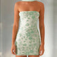 Blue Exquisite Beaded Sheath Strapless Tulle Satin Mini Homecoming Dress Cocktail Dress SH3447