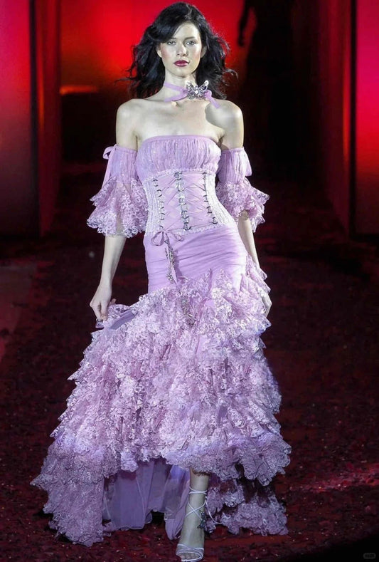 Exquisite Purple Mermaid Off the Shoulder Lace Prom Dress Party Dress SH4105