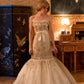 Stunning Mermaid Strapless Sequin Tulle Long Evening Dress Prom Dress SH3938