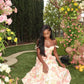 Elegant A Line Spaghetti Strap Print Floral Satin Prom Dress Evening Dress SH2386