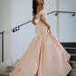 Elegant Mermaid Off the Shoulder Pink Lace Satin Prom Dress Party Dress SH3295