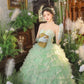 Princess A Line Sweetheart Neck Beaded Green Tiered Tulle Long Party Dress Evening Dress SH2859